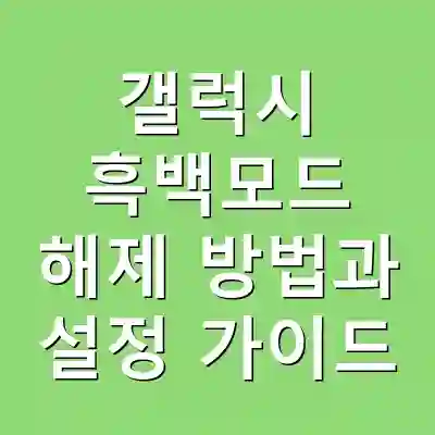 갤럭시 흑백모드 해제 방법과 설정 가이드