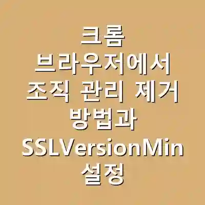 크롬 브라우저에서 조직 관리 제거 방법과 SSLVersionMin 설정