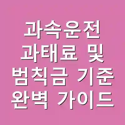 과속운전 과태료 및 범칙금 기준 완벽 가이드