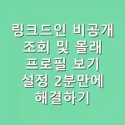 링크드인 비공개 조회 및 몰래 프로필 보기 설정 2분만에 해결하기